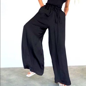 Ultra wide leg black lounge pants